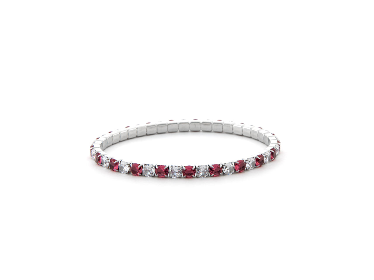 Bracciale Donna 4US Cesare Paciotti Tennis Acciaio Zirconi Rossi e bianchi a molla 4UBR6674W